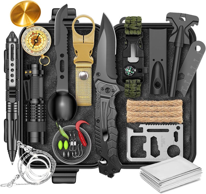 BesTuckle Gifts for Men Him Dad, Survival Kit and Equipment 25 Pcs, Valentines Gifts for him, Christmas Stocking Stuffers,Camping Essentials, Survival Gear, Cool Gadgets for Men - Image 1